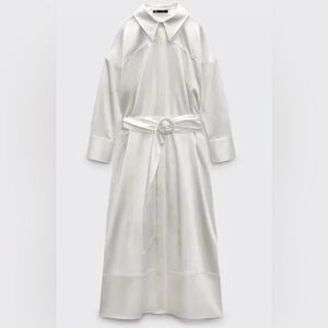 Elegant White Belted Dress